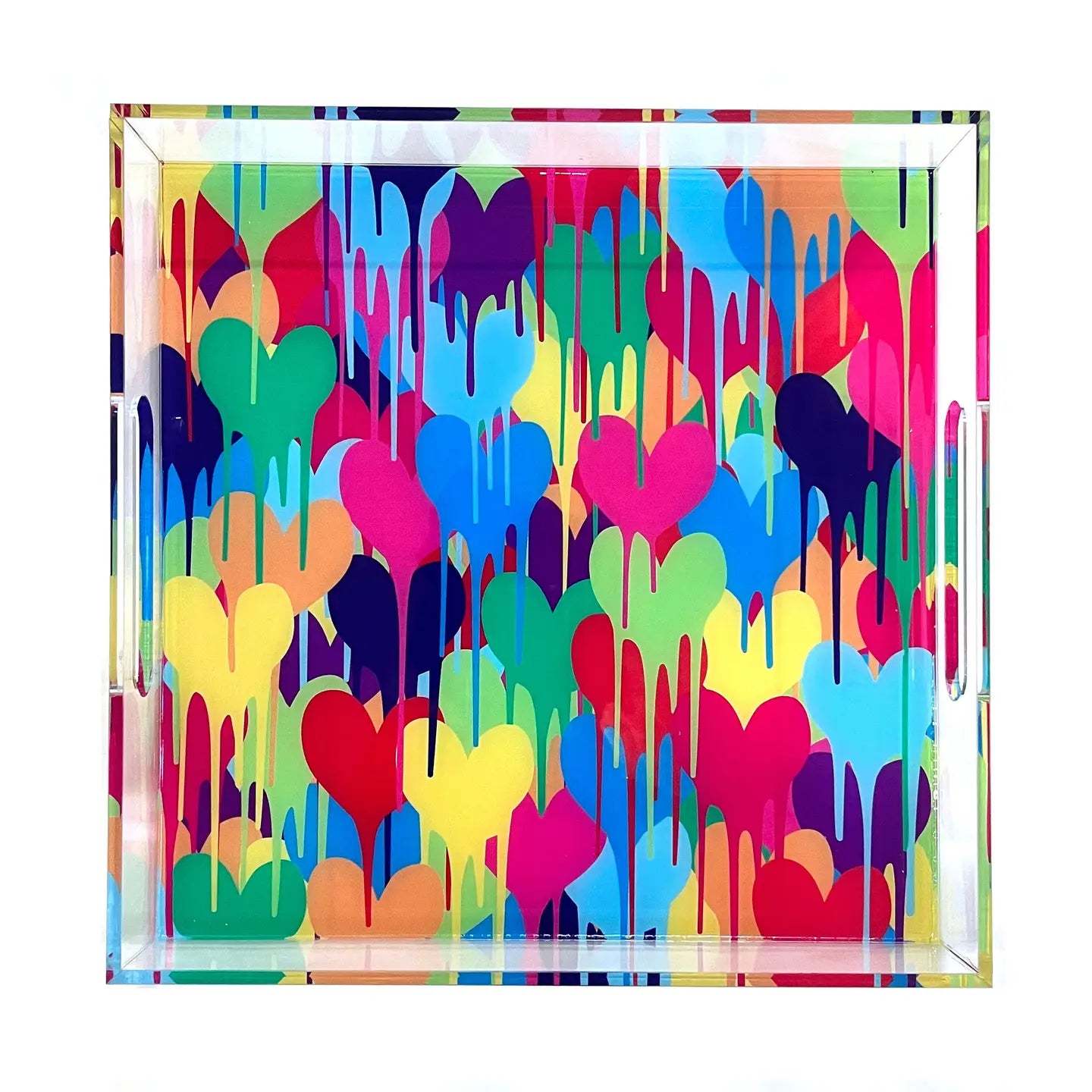 Dripping hearts acrylic tray