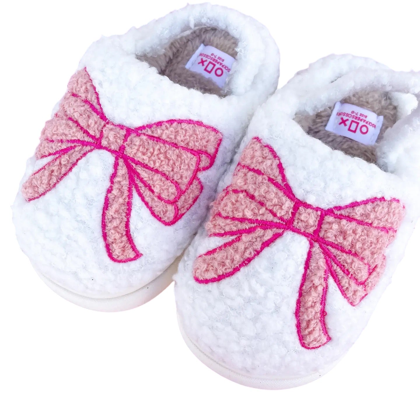 Kids Pink Bow Slippers