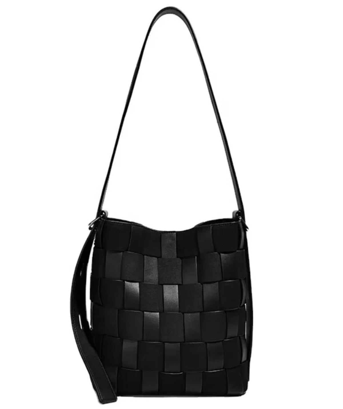 Vegan leather & Suede messenger bag - black