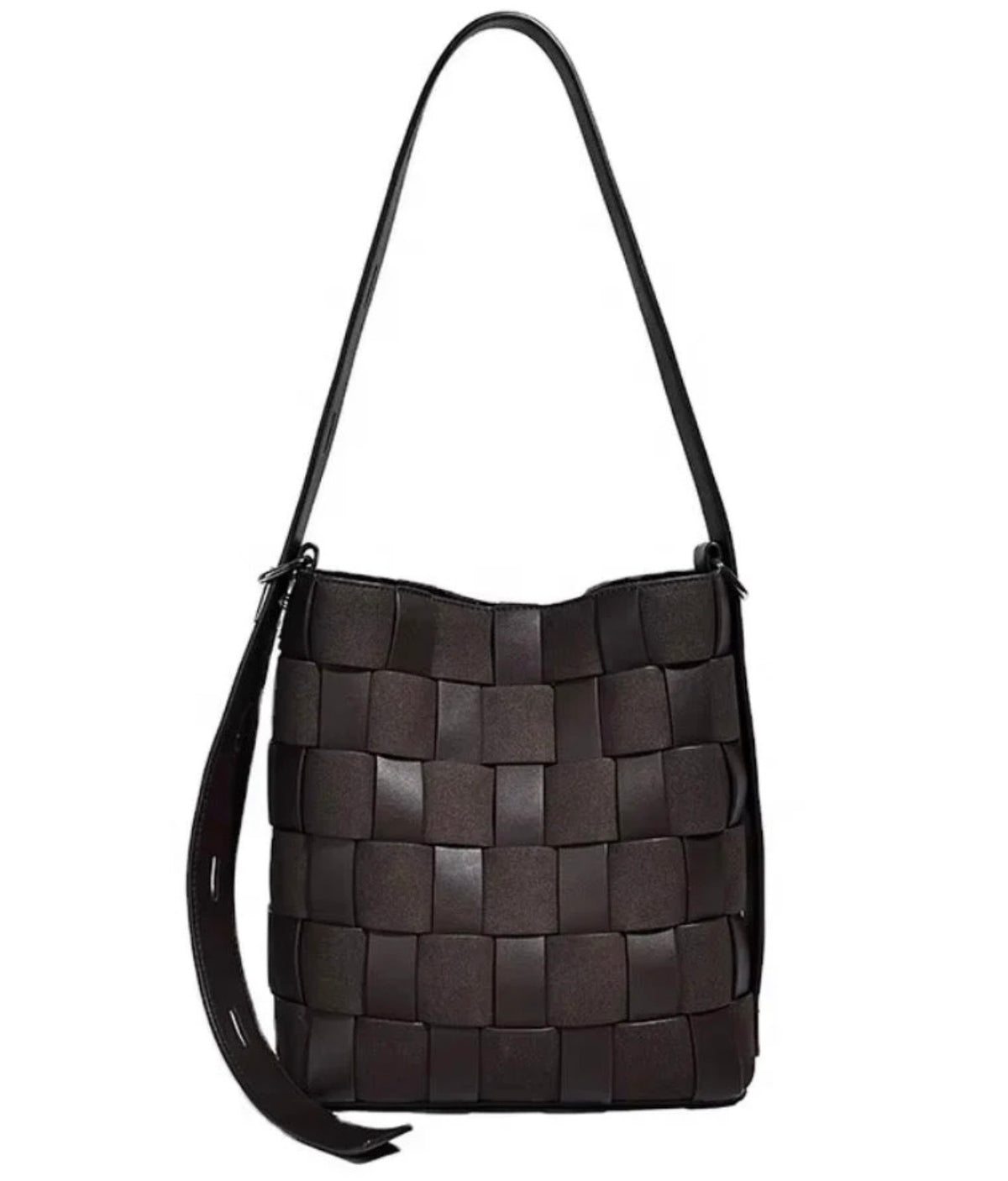 Vegan leather & Suede messenger bag - chocolate