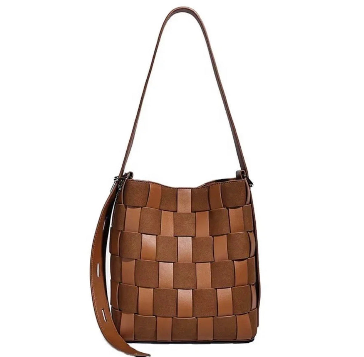 Vegan leather & Suede messenger bag - brown
