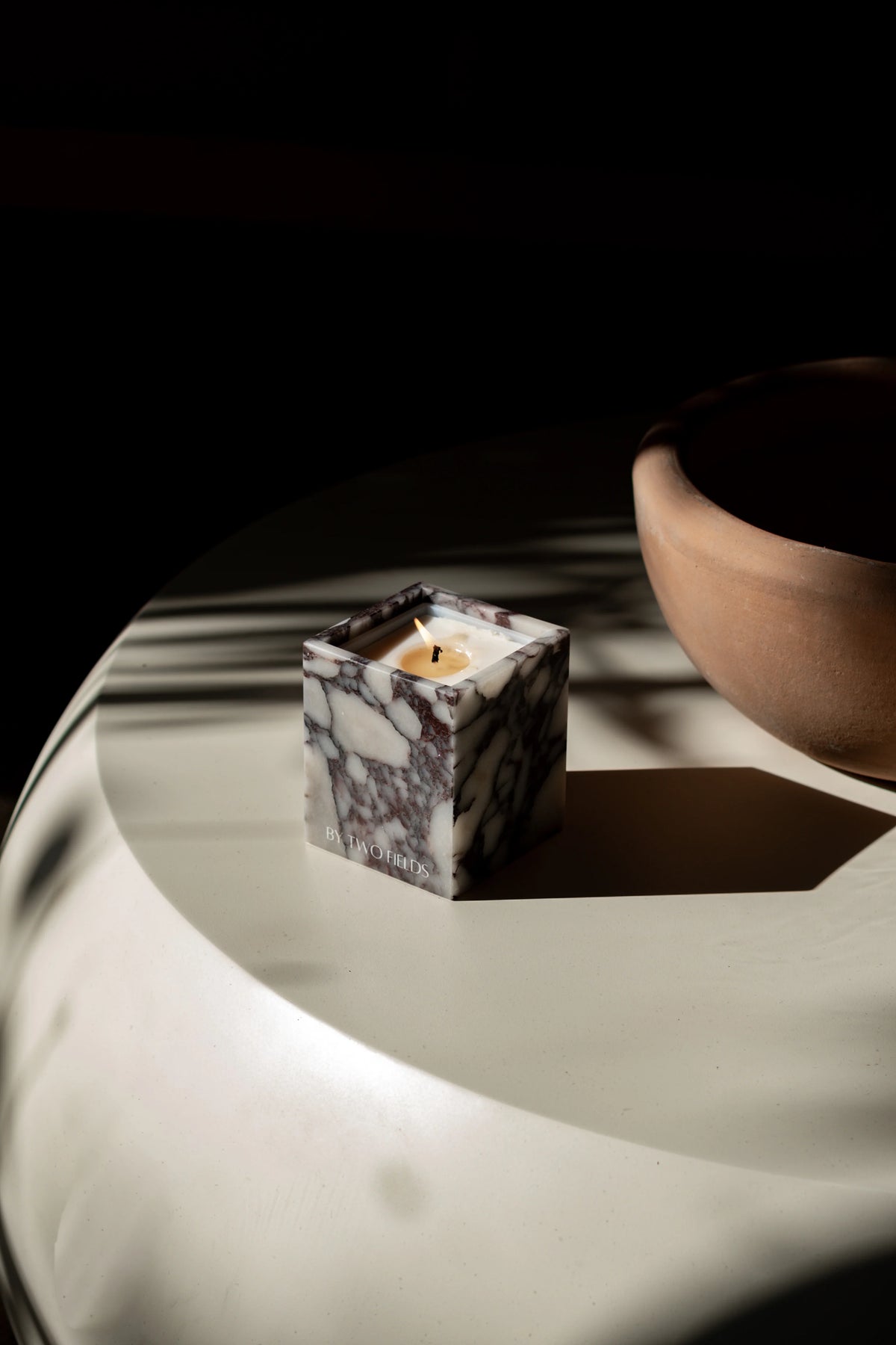 Refillable Stone Candle System- Viola Calacatta