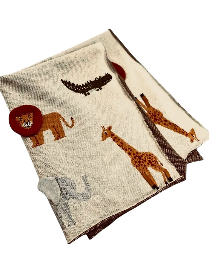 Personalized Safari Organic 3D Sweater Knit Baby Blanket