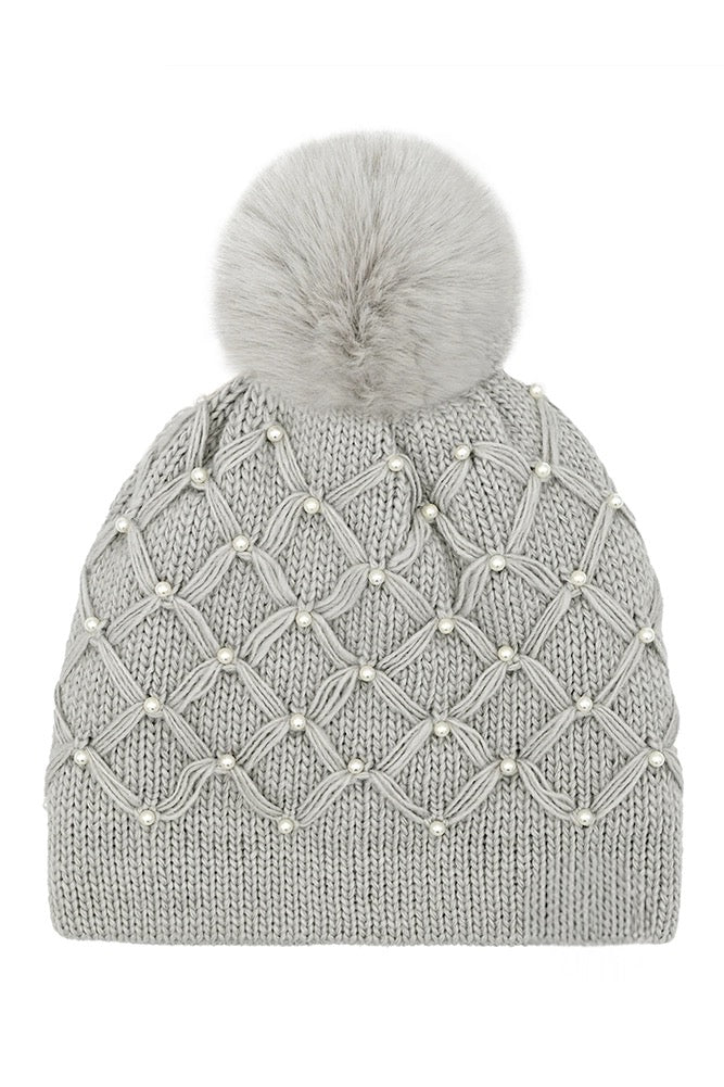 Allover Pearl Crochet tuque - grey