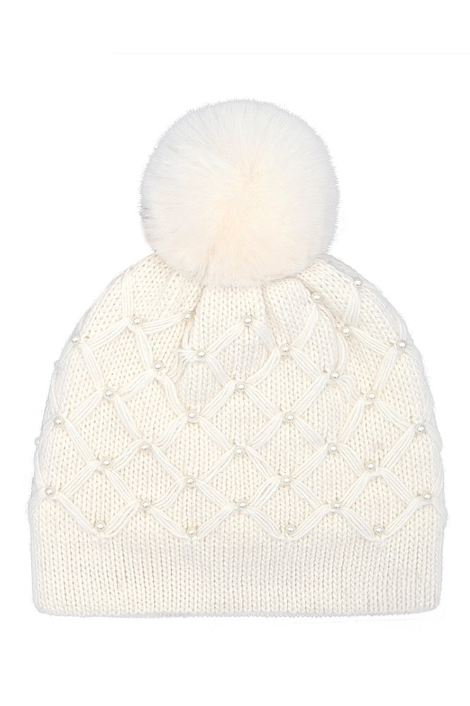 Allover Pearl Crochet tuque - ivory