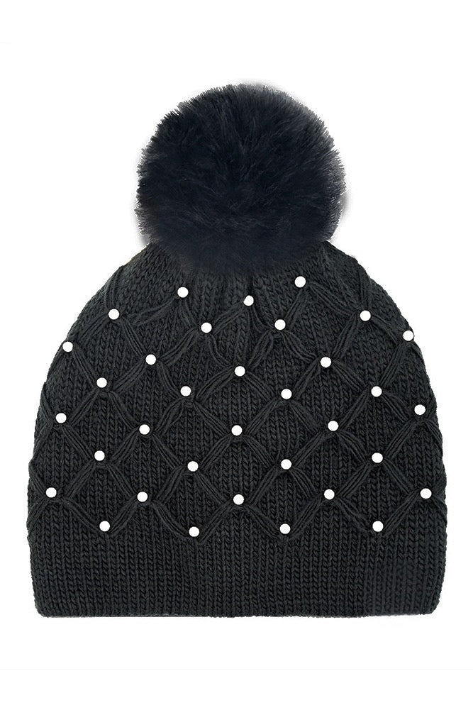 Allover Pearl Crochet tuque - black