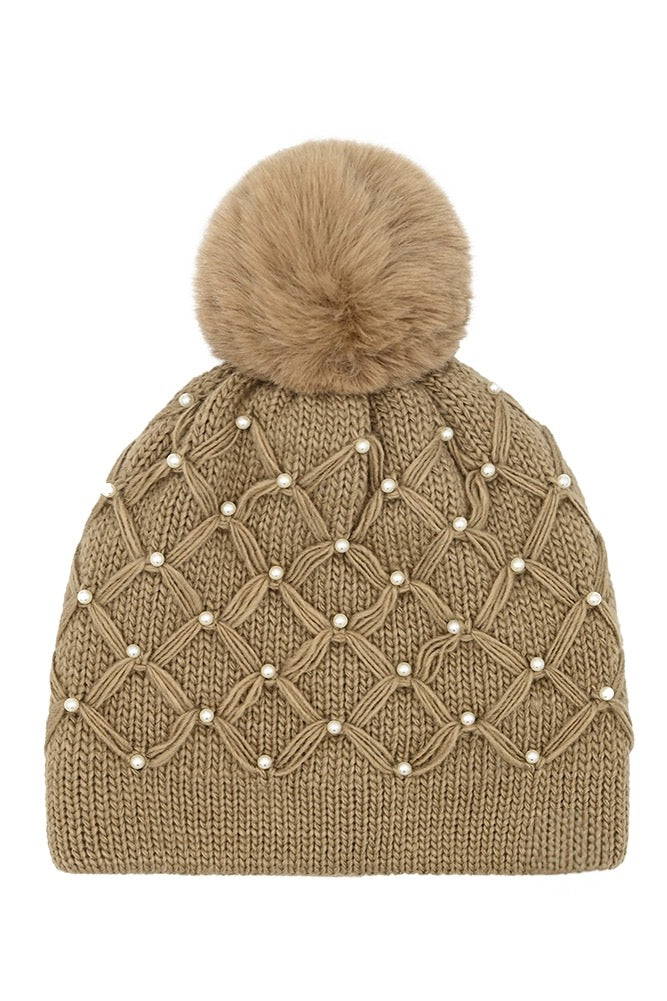 Allover Pearl Crochet tuque - camel