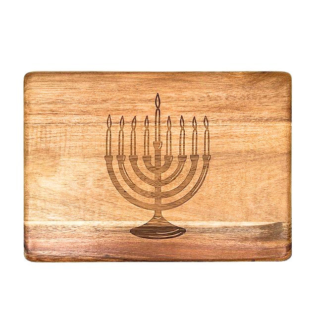 Menorah engraved wood board