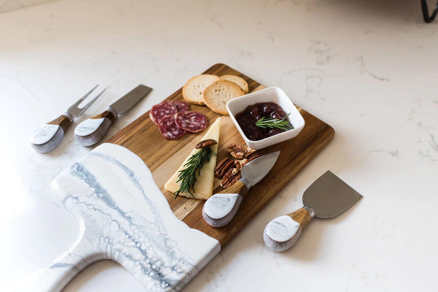 Resin Coated Cheese Knife Set - marble