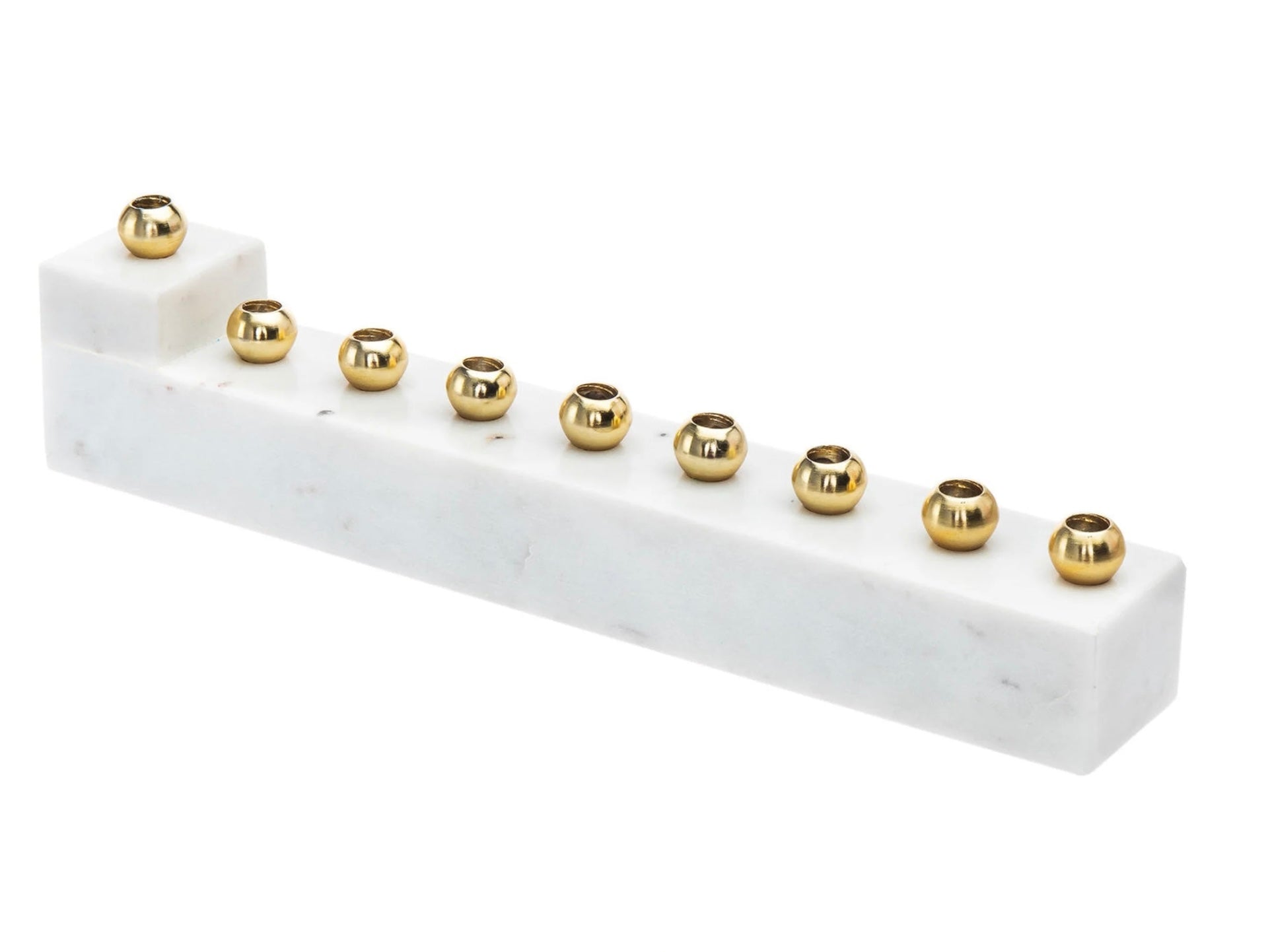 L-shaped marble menorah