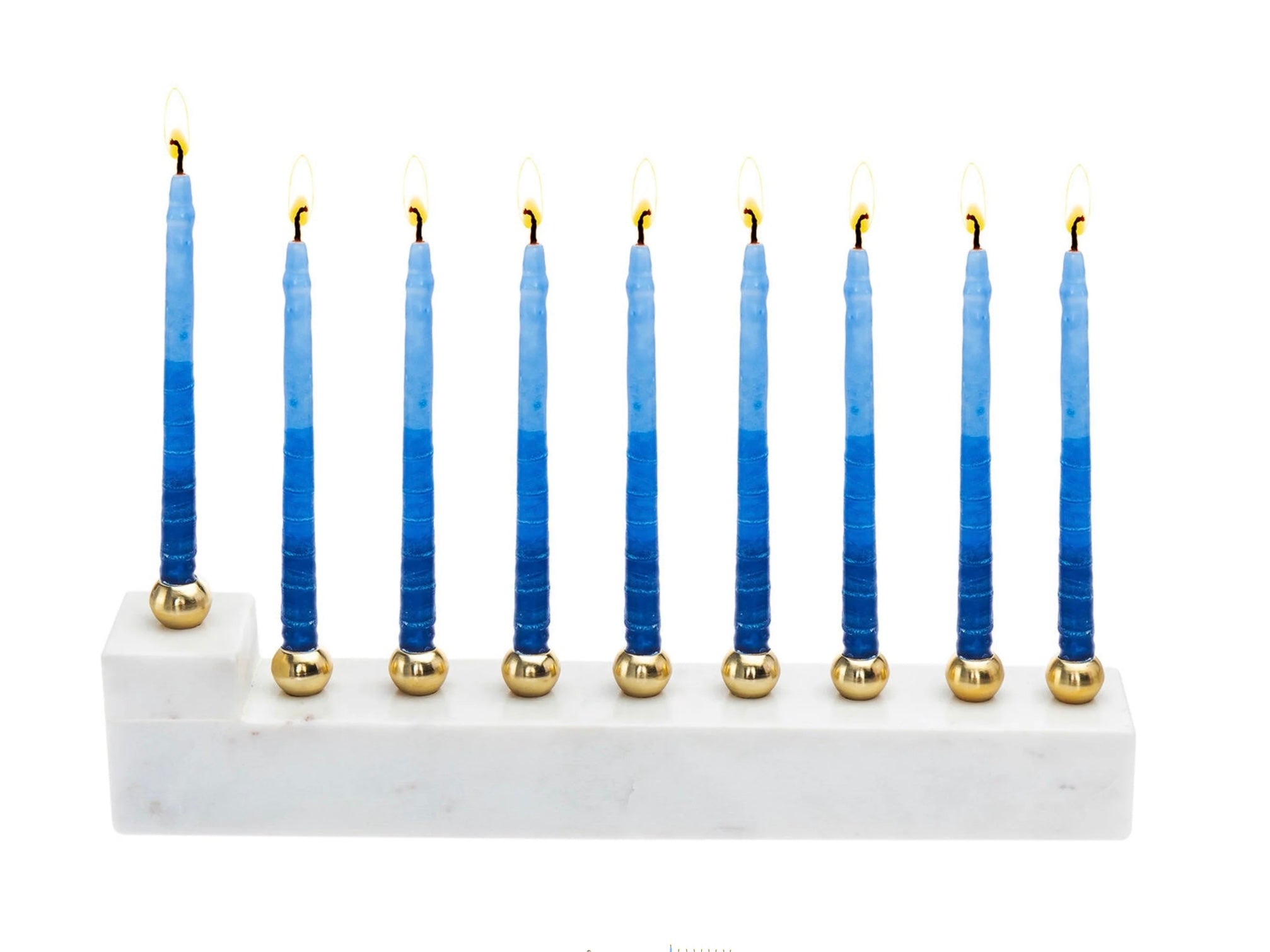 L-shaped marble menorah