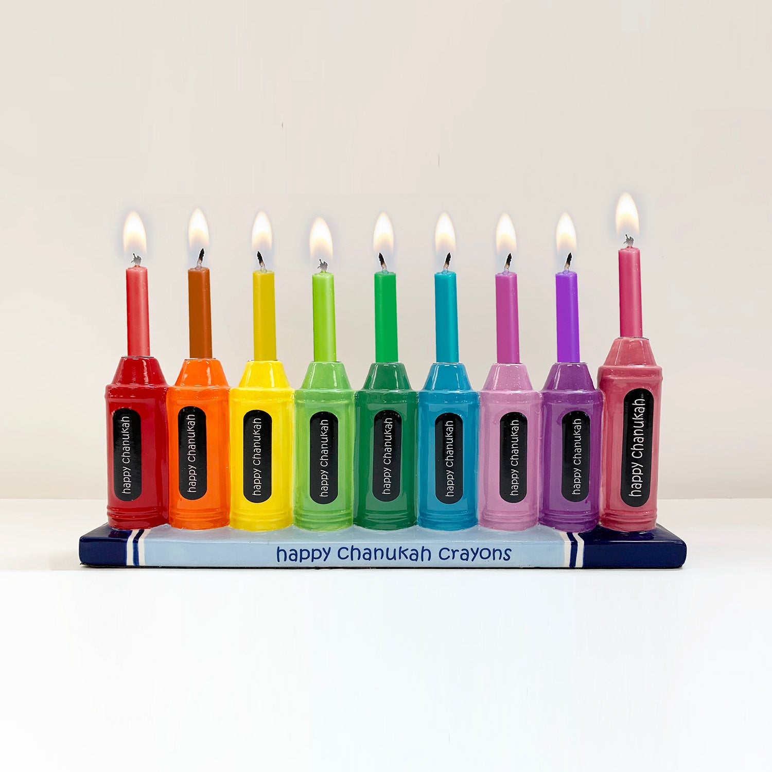 Crayons Hand Painted Ceramic Menorah