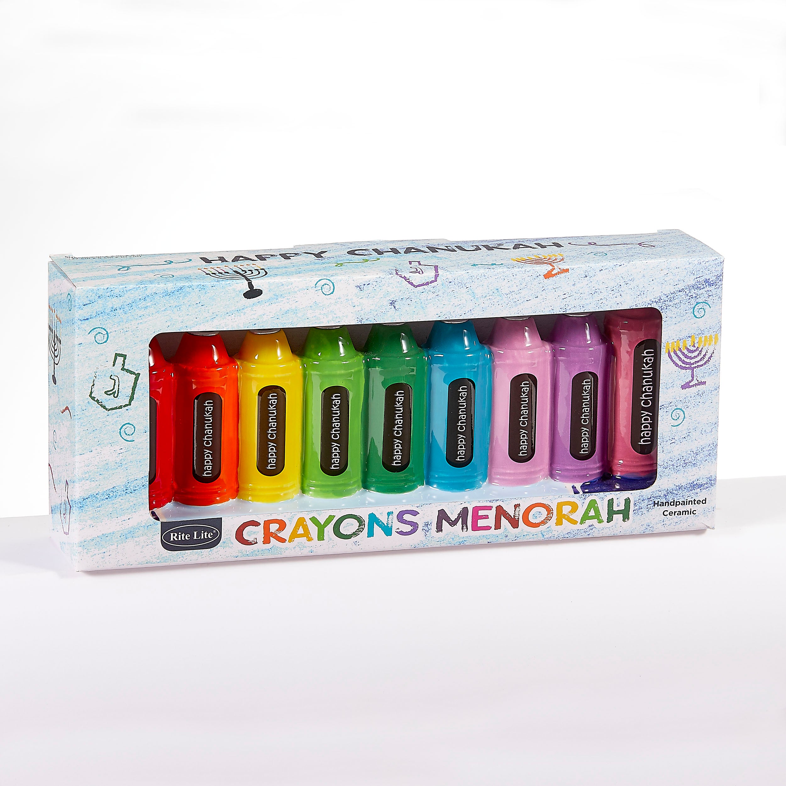 Crayons Hand Painted Ceramic Menorah