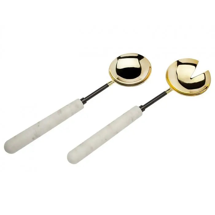 Marble Gold and Black Salad Servers