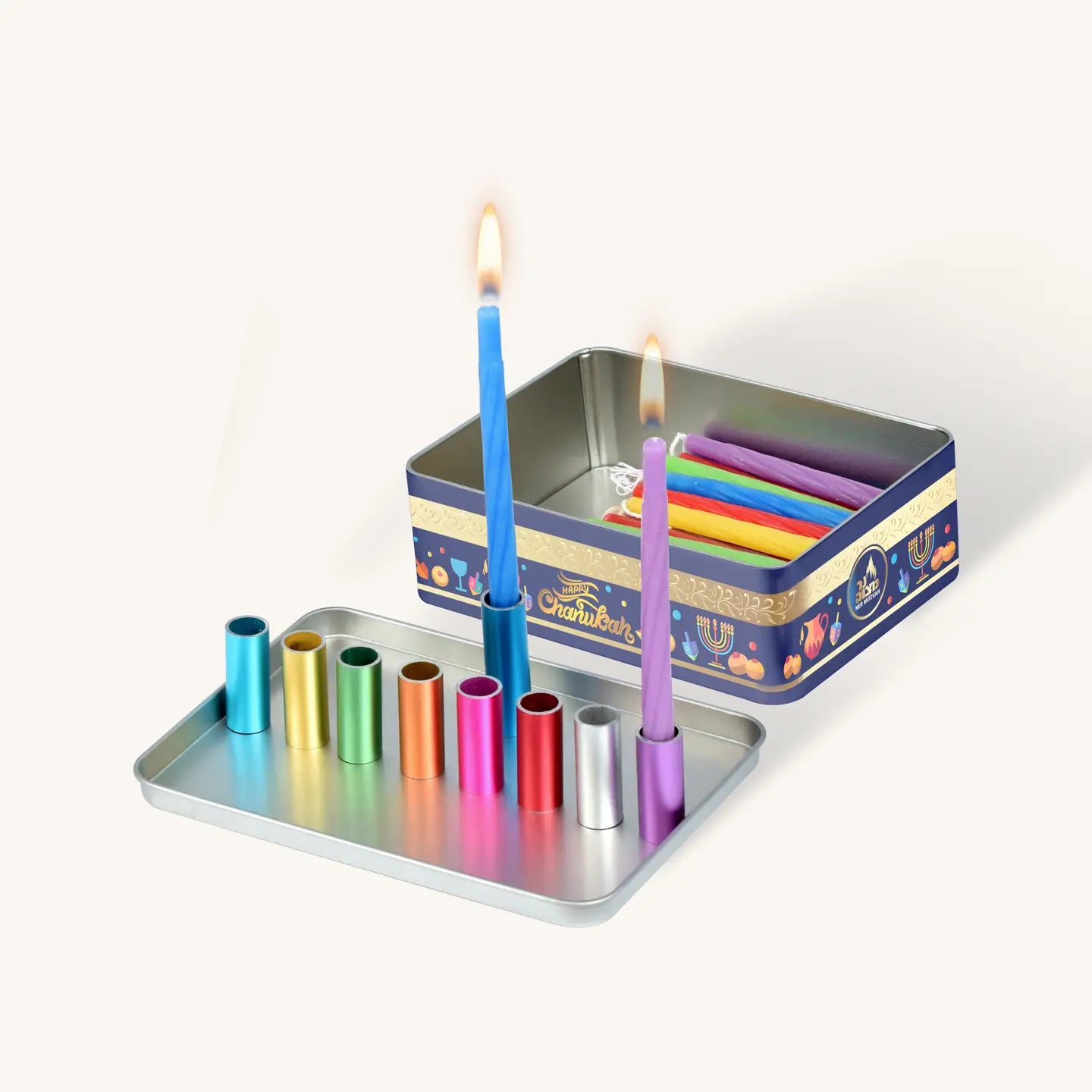 Magnetic travel menorah set