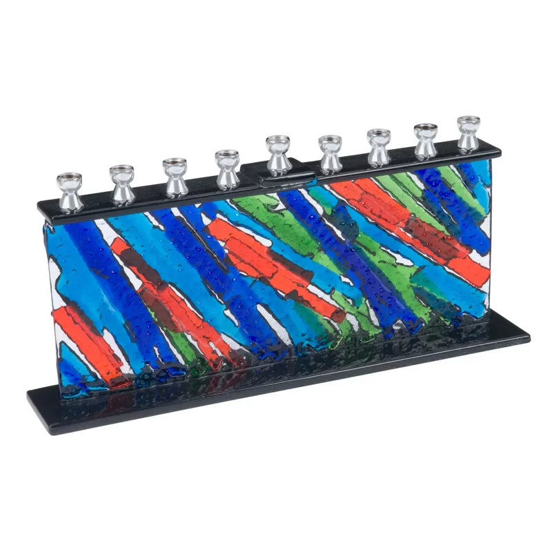 Multicolour stained glass menorah