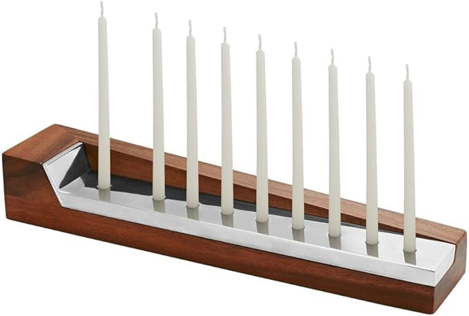 Nambe Geo Wood and Alloy Menorah