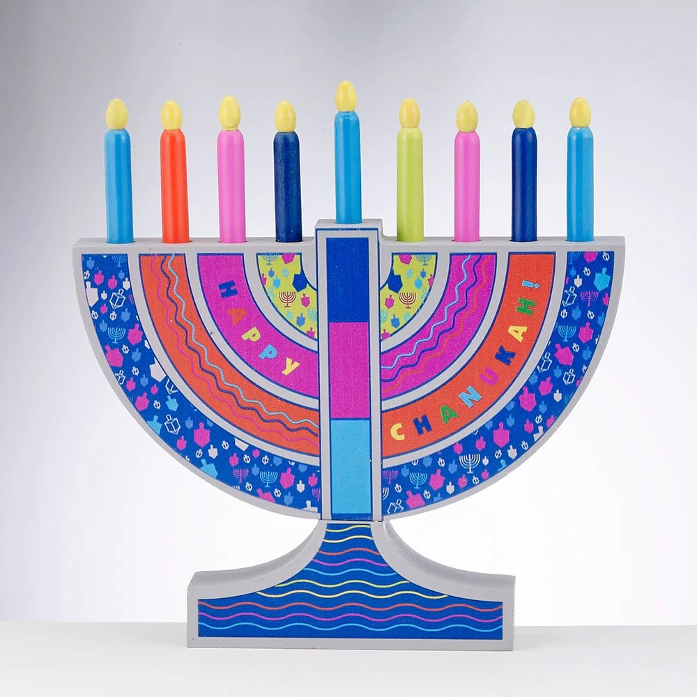 Play Wood Menorah With Removable Wood Candles