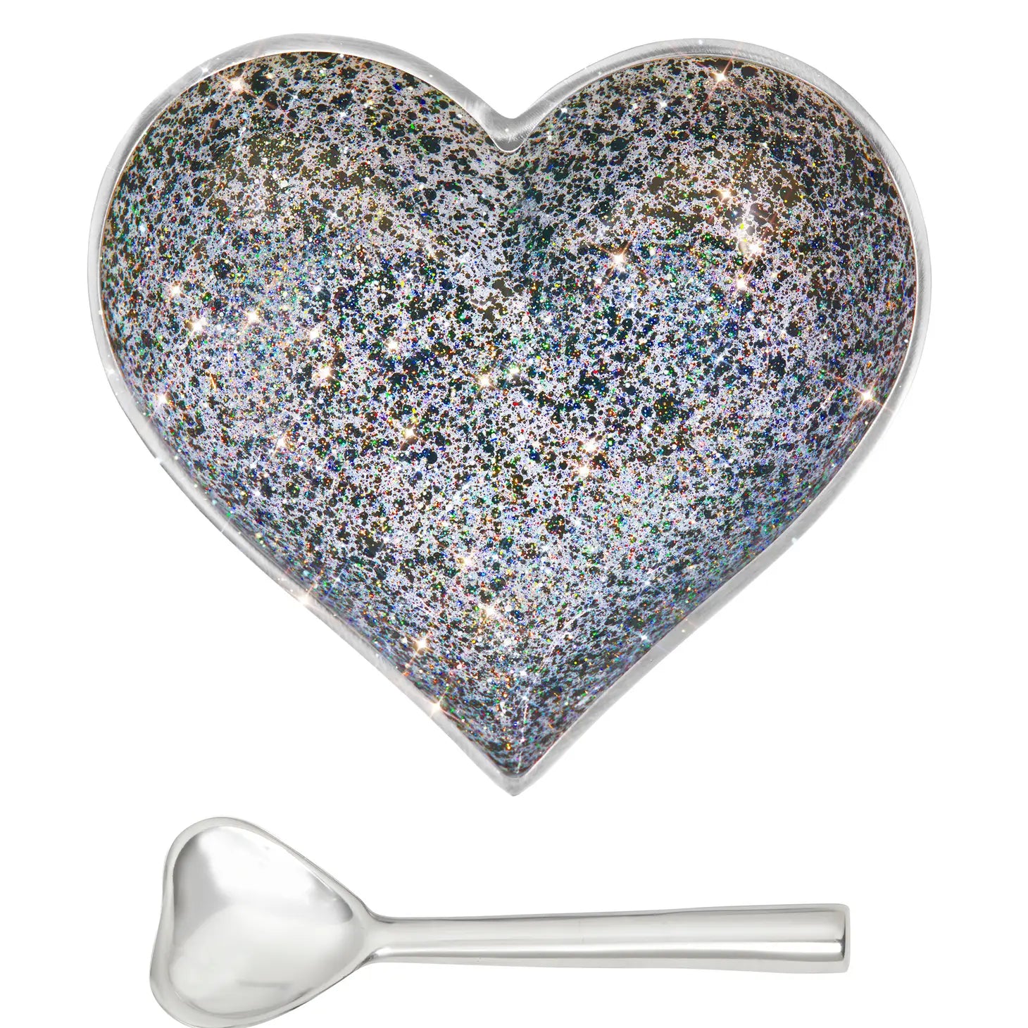 Sparkly Black & White Heart with Heart Spoon