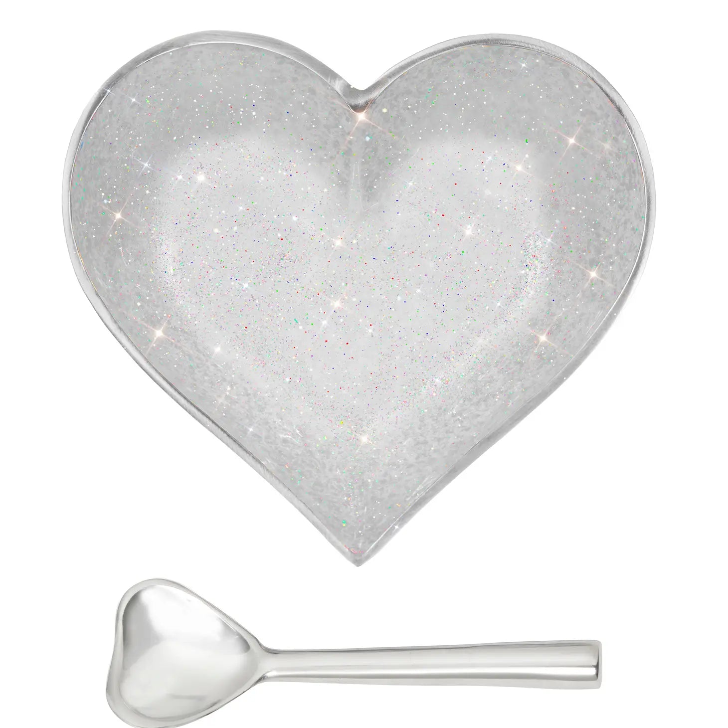 Sparkly Silver Heart with Heart Spoon