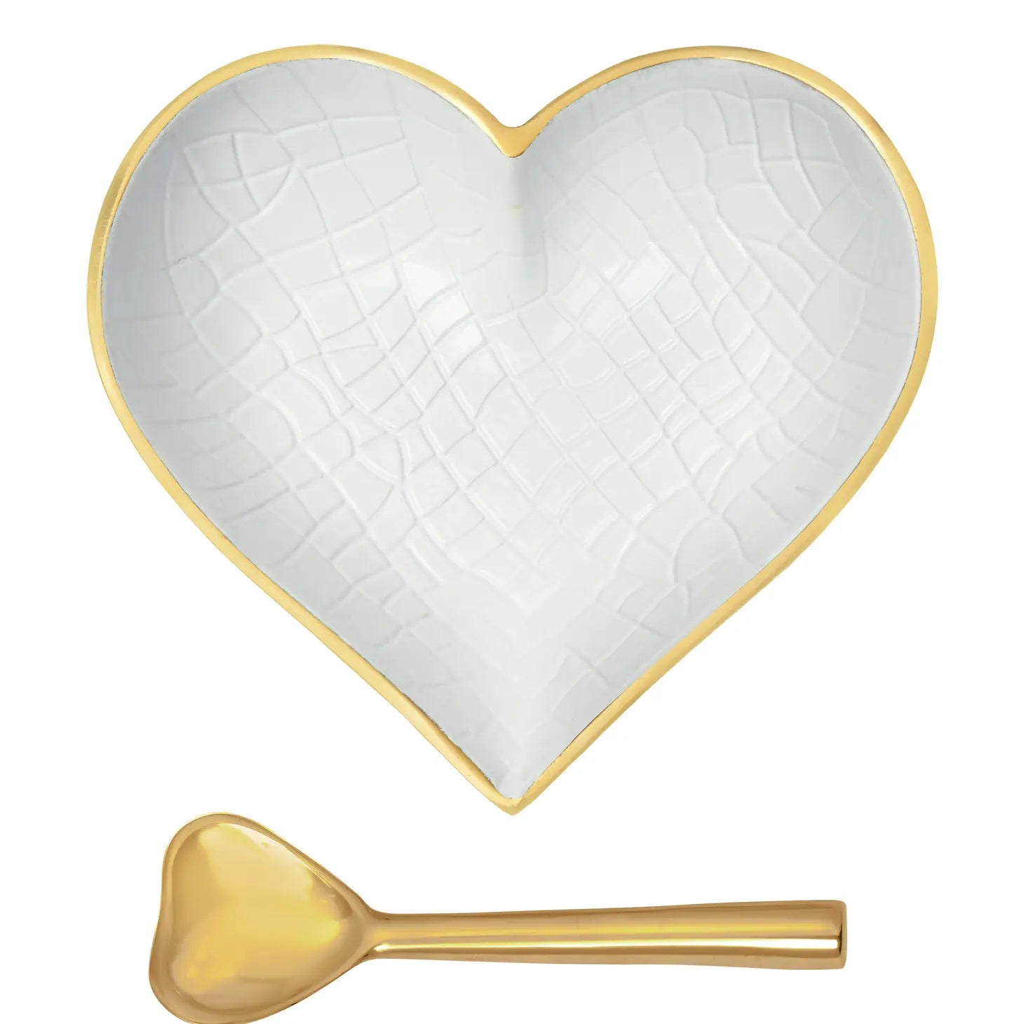 Gold & White Croco Heart with Gold Heart Spoon