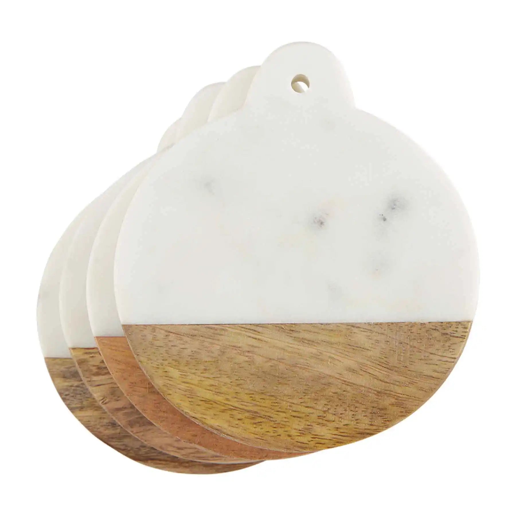 Mudpie Marble and Wood Round Coaster Set