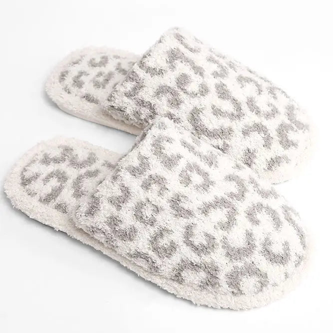 Leopard Print Fuzzy Microfiber Slipper