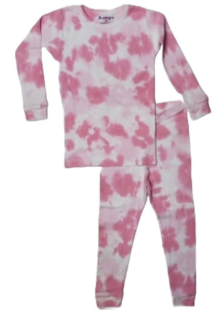 Ensemble pyjama tie dye pour tout-petits et enfants - rose