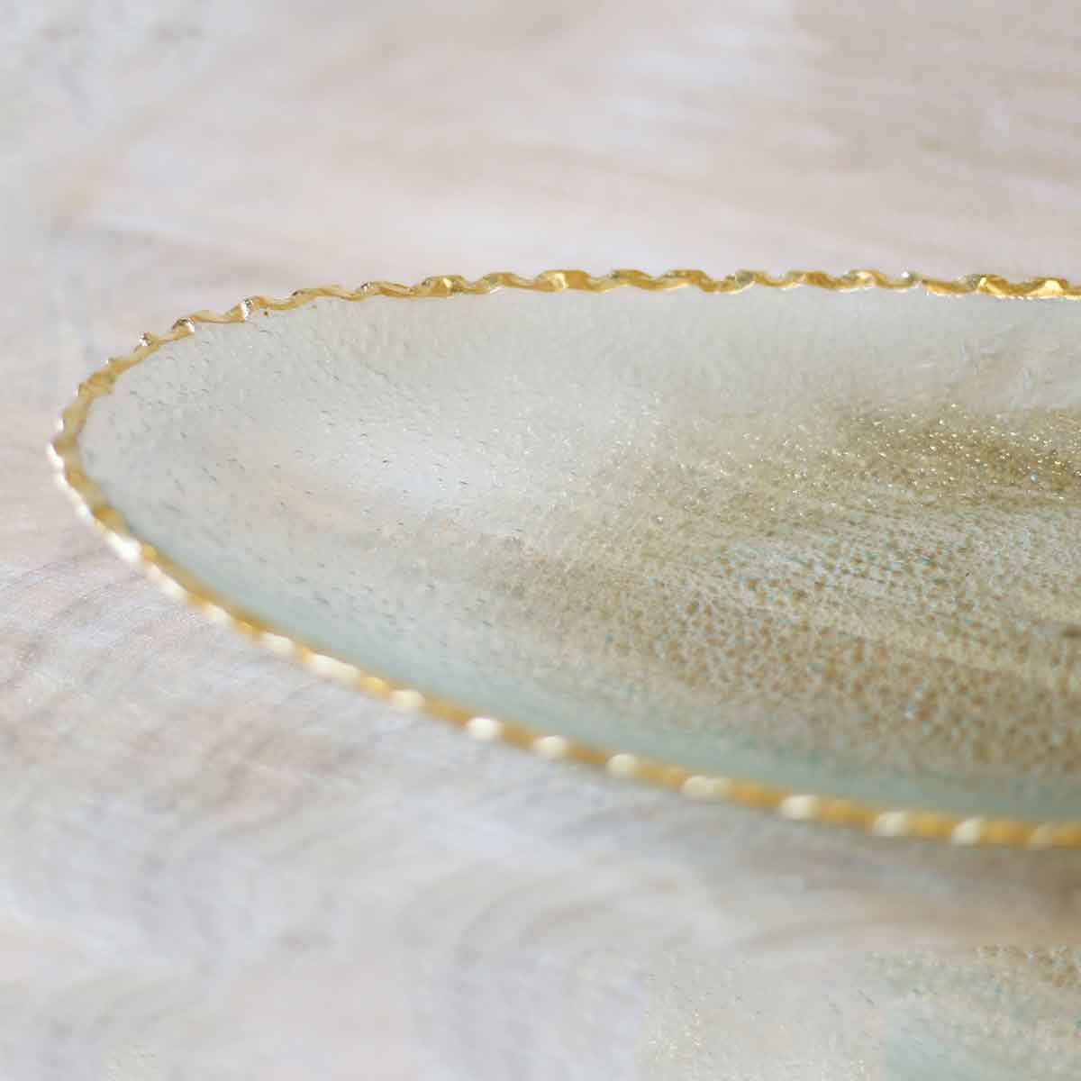 Glass Oval Serving Tray w/Gold trim