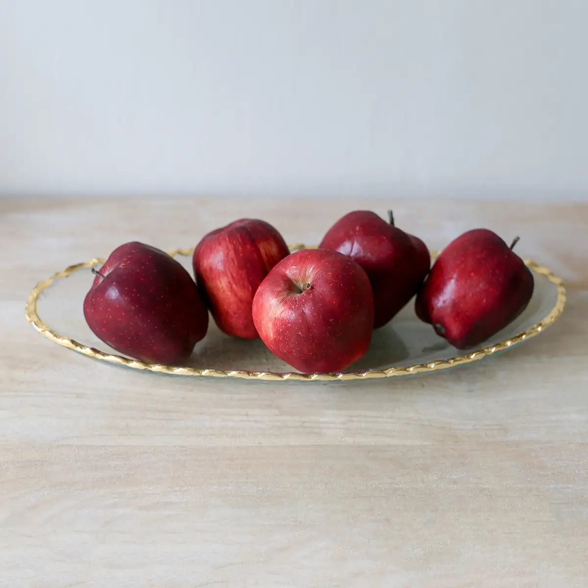 Glass Oval Serving Tray w/Gold trim