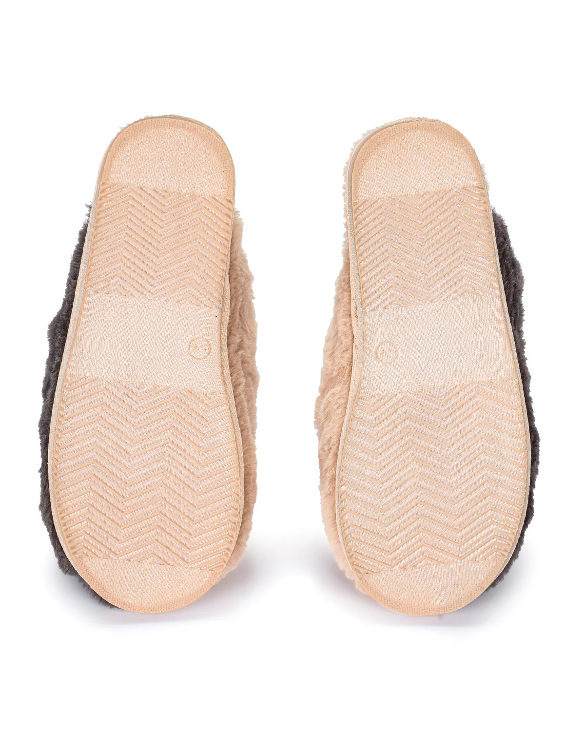 Blush and grey COLORBLOCK PLUSH SLIPPERS