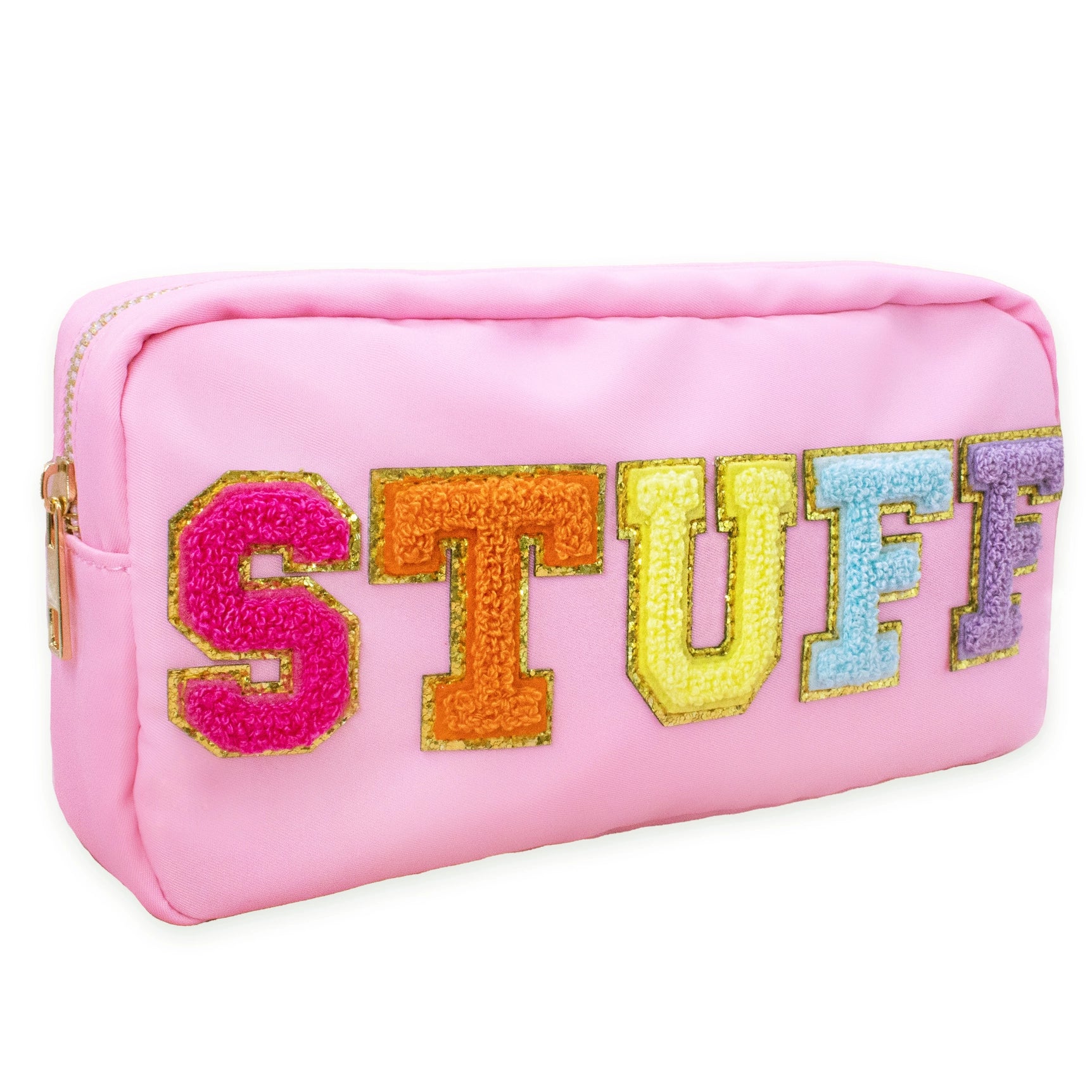 Preppy Nylon Chenille “Stuff” Travel Makeup Pouch