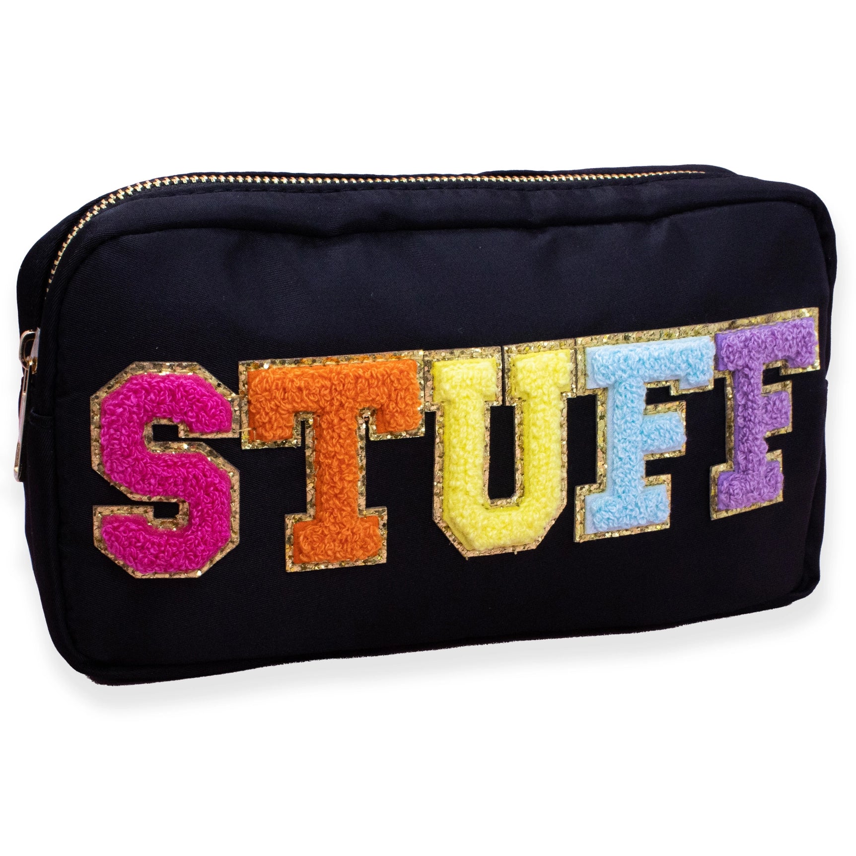 Preppy Nylon Chenille “Stuff”Travel Makeup Pouch