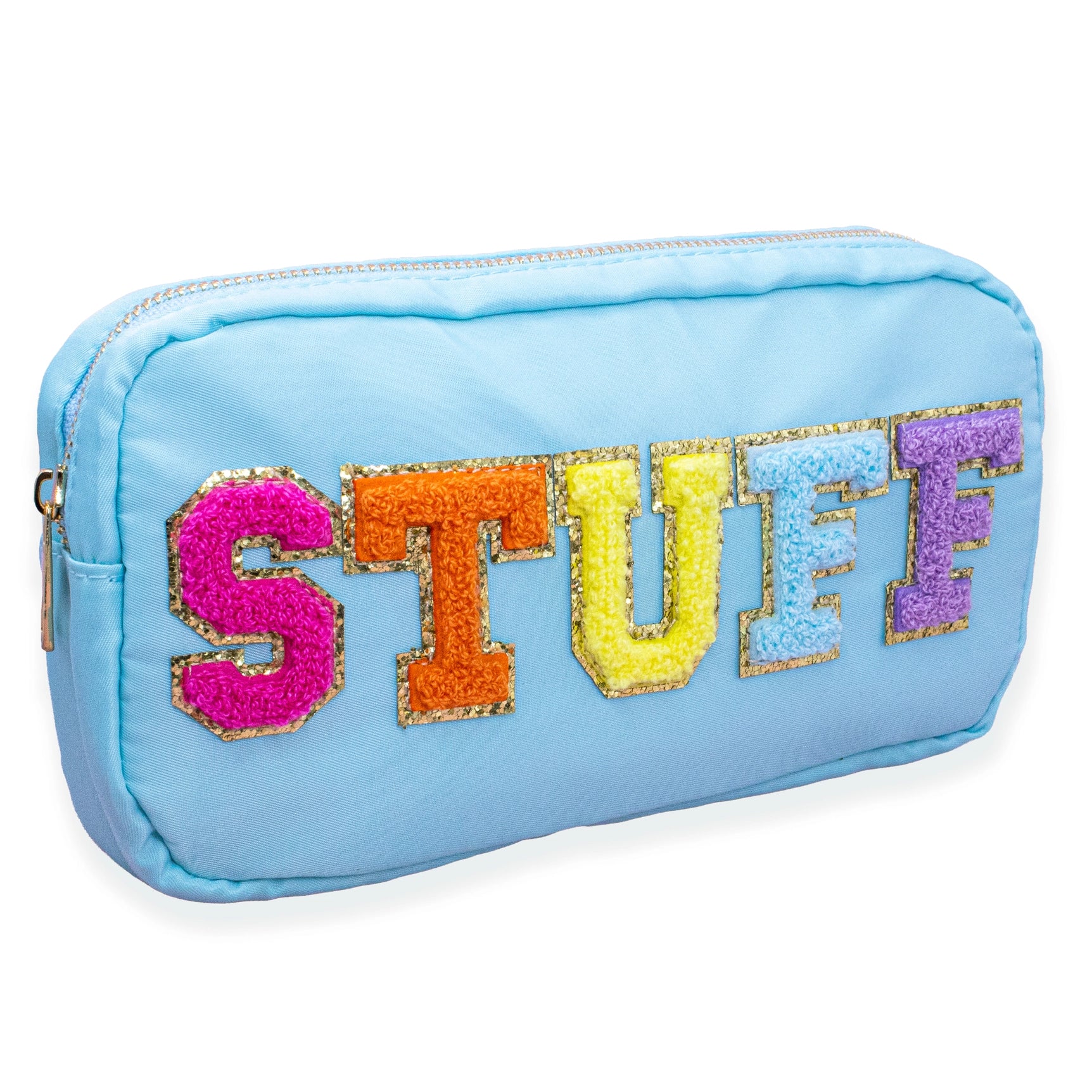 Preppy Nylon Chenille “Stuff” Travel Makeup Pouch