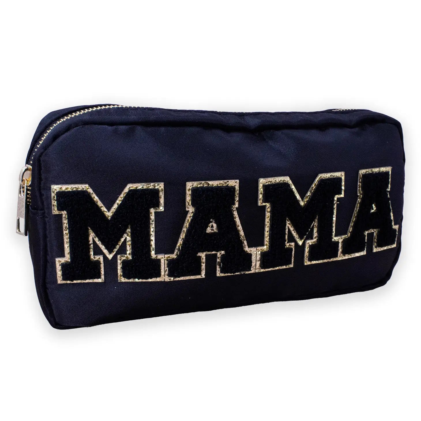 Preppy Nylon Chenille “Mama” Travel Makeup Pouch