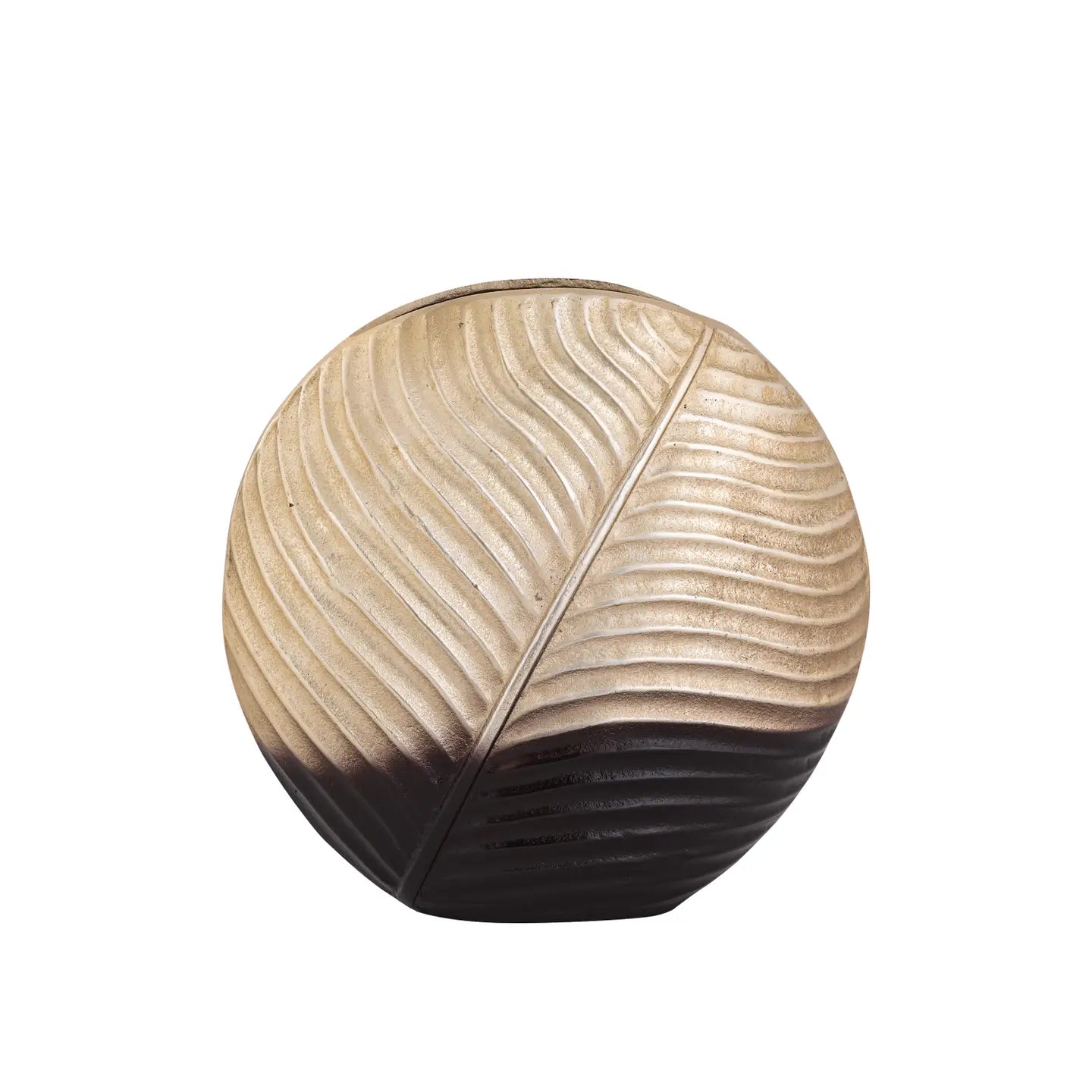 Two Tone Gold and Brown Round leaf Vase