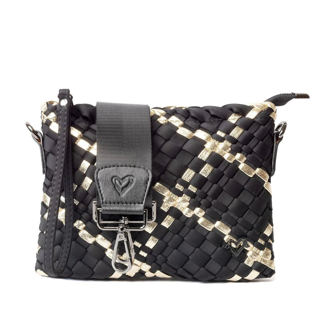 Charlotte Woven Crossbody - Black with Gold Highlights