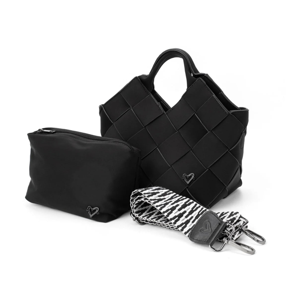 PICTON WIDE WOVEN SMALL TOTE - BLACK