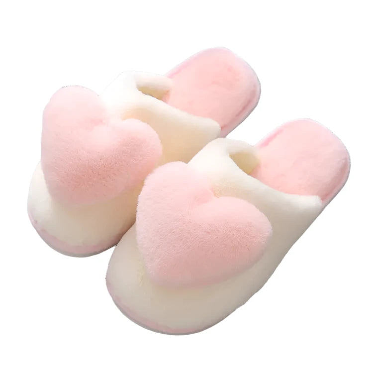 3D Heart Plush Soft Slipper