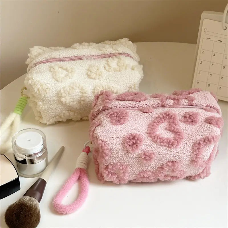 Sweet Heart Plush Cosmetics Bag