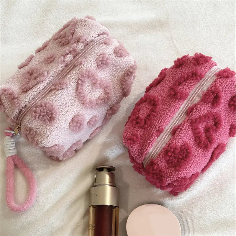 Sweet Heart Plush Cosmetics Bag