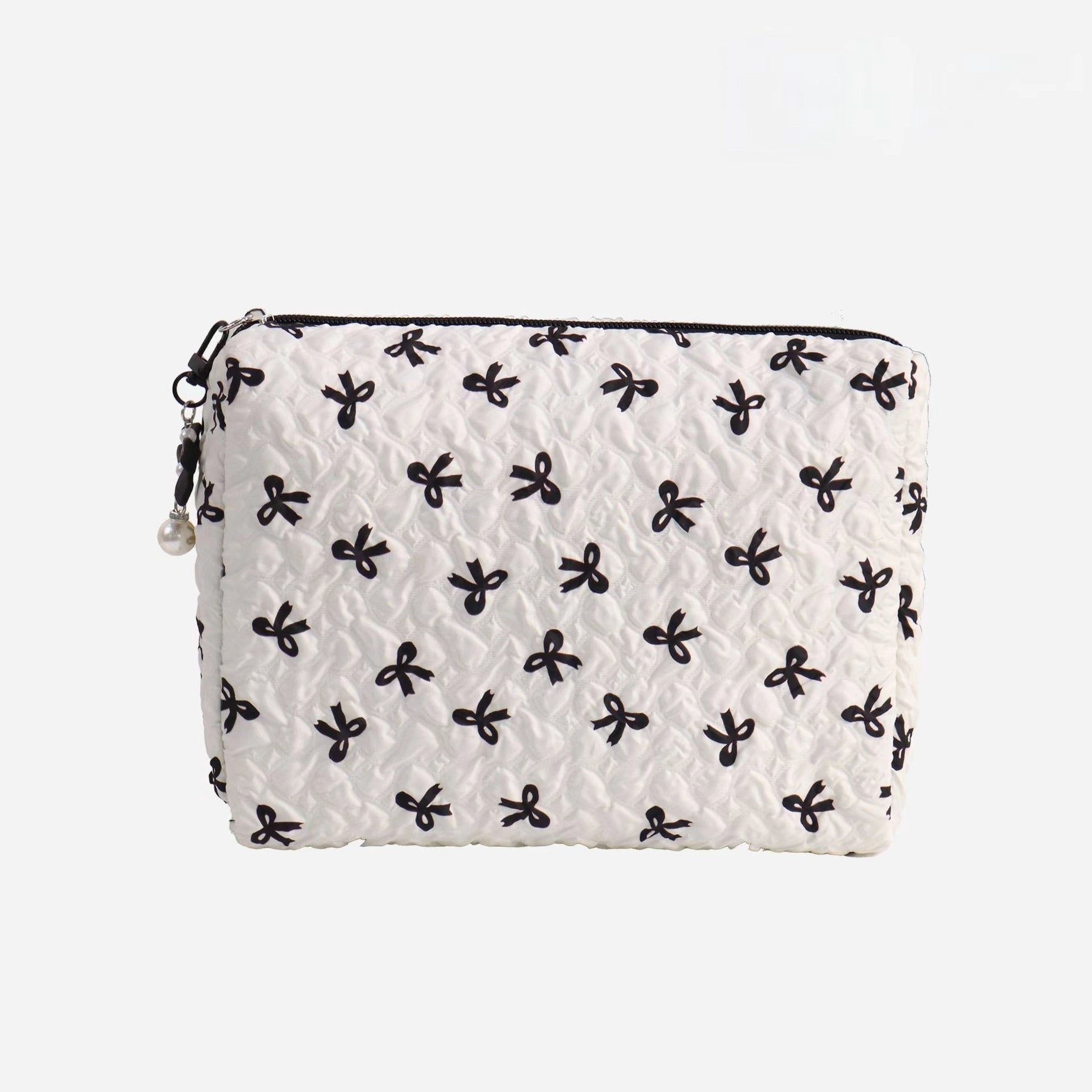 Large Sweet Bow Cosmetic Bag - Black and White