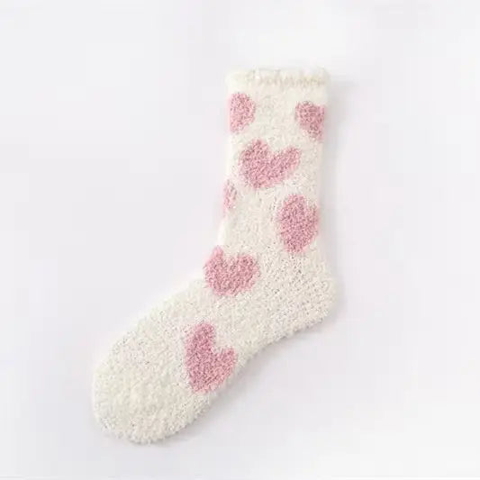 Fuzzy Heart Socks