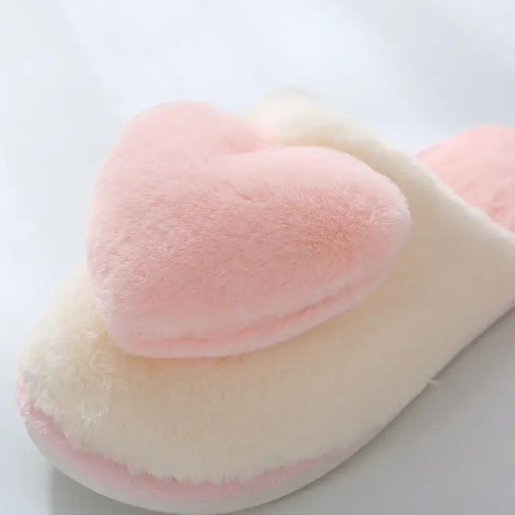 3D Heart Plush Soft Slipper