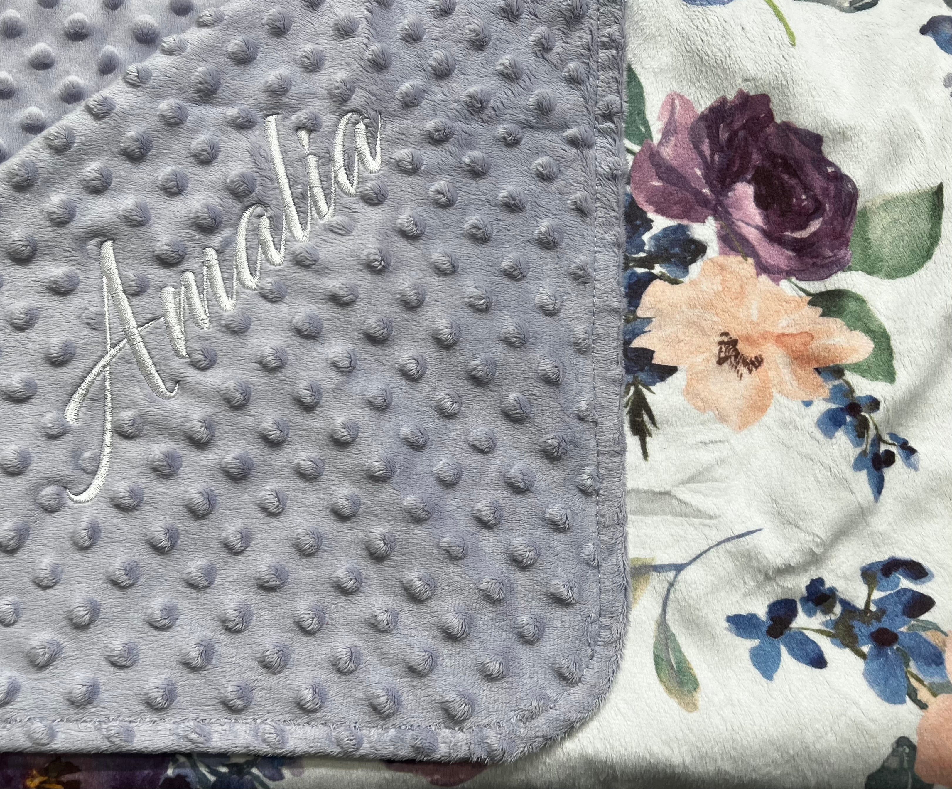 Personalized Baby & Toddler Blanket - Purple & Blush Floral