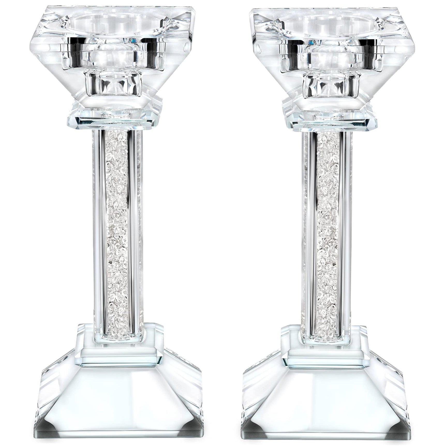 Crystal Candlesticks with Crushed Gemstones - medium