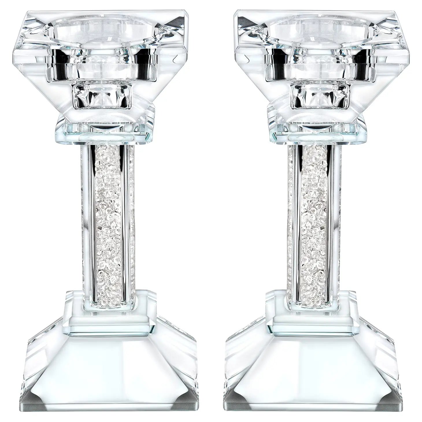 Crystal Candlesticks with Crushed Gemstones - small