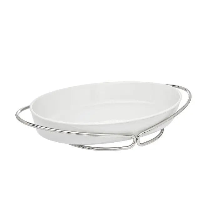 Porcelain baking dish with nickel handles infinity