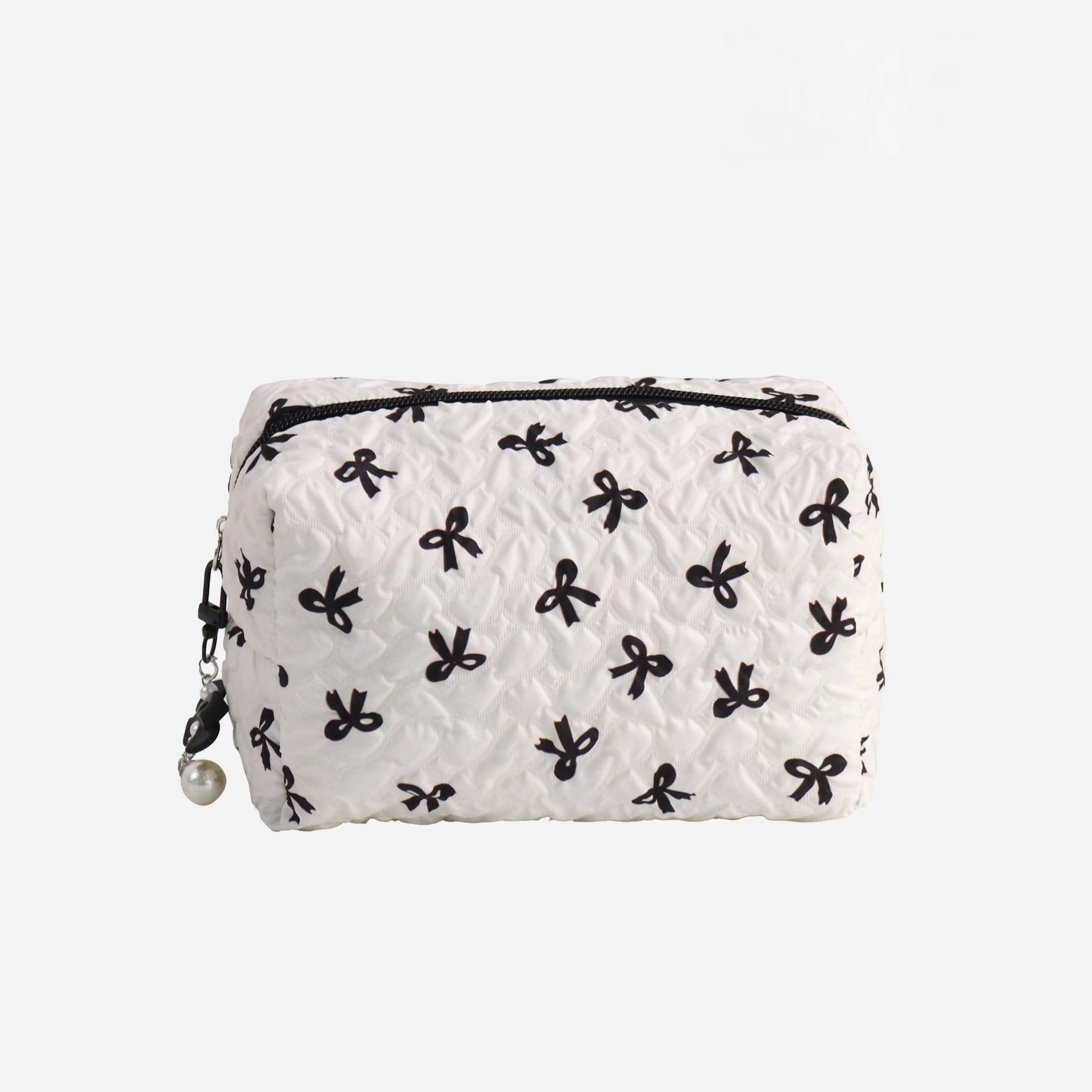 Medium Sweet Bow Cosmetic Bag - Black and White