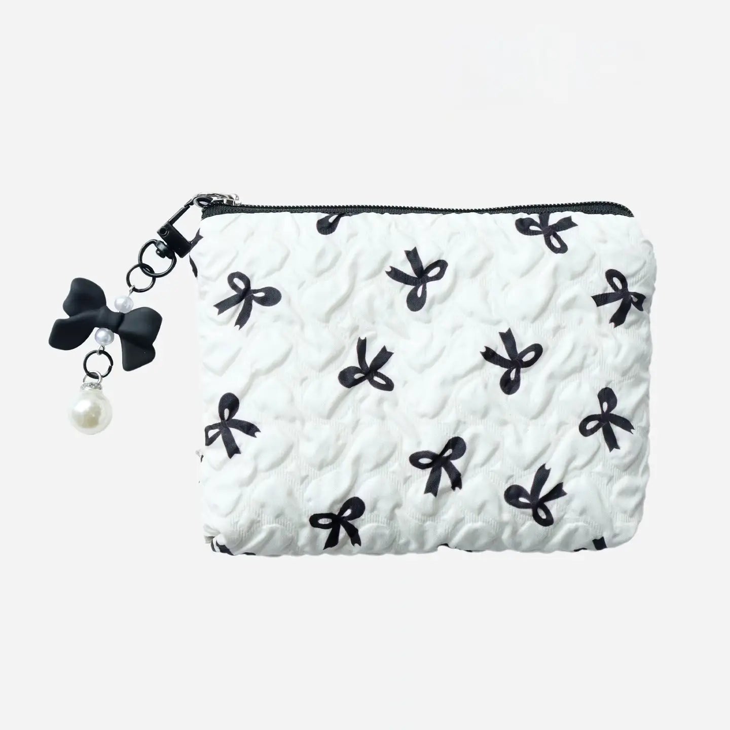 Mini Sweet Bow Cosmetic Bag - Black and White